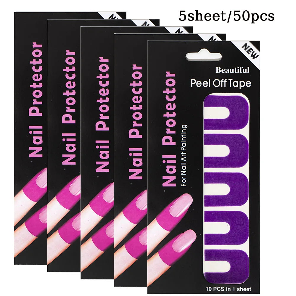 10/20/50 Pcs U-shape Spill-proof Anti-overflow Nail Polish Paint Varnish Peel Off Tape Finger Cover Nail Protector Stickers