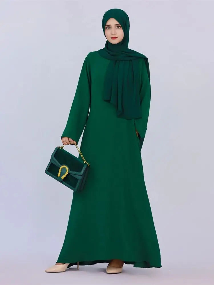 Ramadan Eid Solid Linen Dubai Abaya Turkey Islam Muslim Modest Dress Kaftan Prayer Clothes For Women Kebaya Robe Femme Musulmane