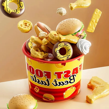 Kid Kitchen Toy Set Simulation Make Hamburger Pizza Fries Pretend Play Food Cooking Cutting Game Montessori Interactive Toy Gift.