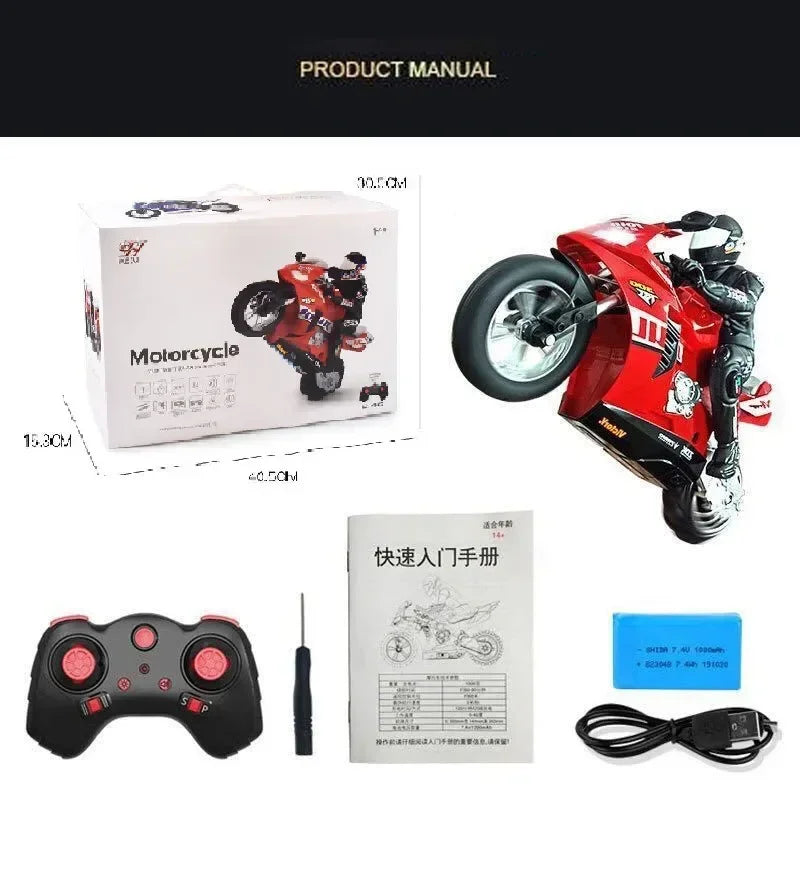 1/6 RC Motorcycle Rc Cars Self-stable Balance Standing Competitive Racing Drift Stunt Electric Motorcycle Toys for Kids Children.