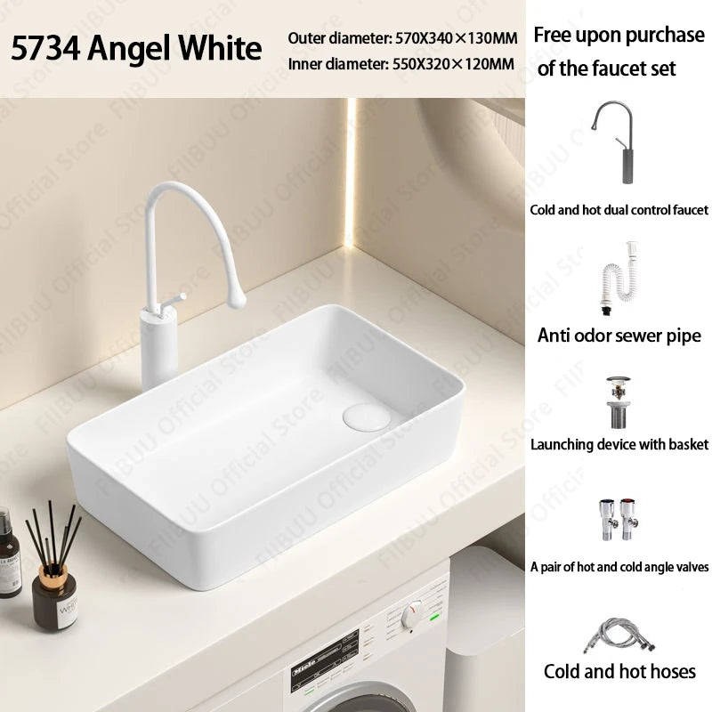 Rechteckiges silbergraues Porzellan-Keramikgefäßwaschbecken über der Theke, Toilette, Badezimmer-Schminktisch, Waschbecken, glasiertes weißes Waschbecken