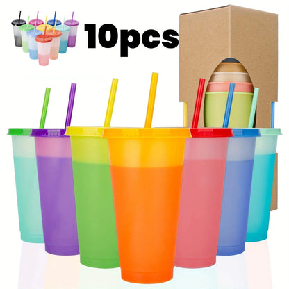 5pcs 24oz Transparent Reusable Tumblers With Black Lids and Straws Iced Coffee Water Bottle Cold Smoothie Cups For Parties Drink.