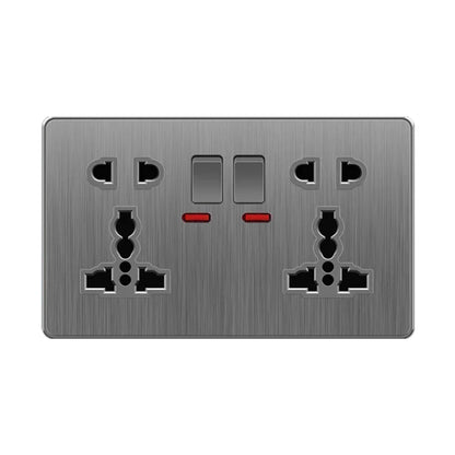 Große Neigungssteckdose im nordischen Stil, grau, 13 A, elektrische Schaltersteckdose nach britischem Standard, universelle Wand-Doppelsteckdose mit USB-Anschluss 2,1 A