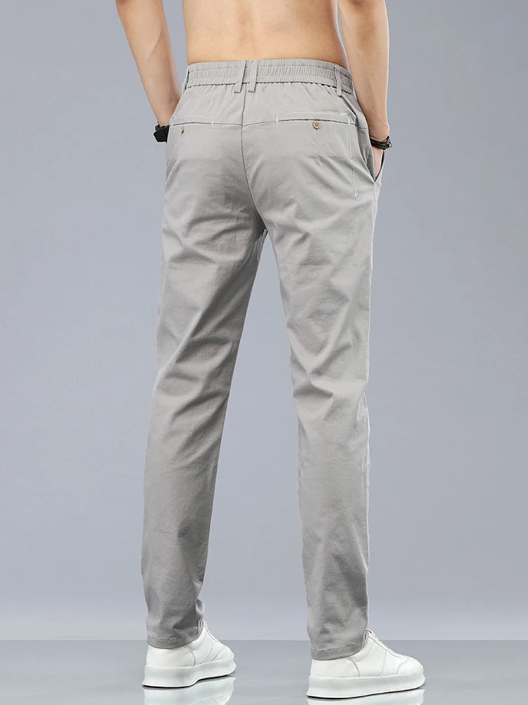 Marke Kleidung männer Casual Hosen 98% Baumwolle Dünne Business Gerade Slim Fit Klassische Hosen Stretch Frühling Sommer Männliche Hosen.