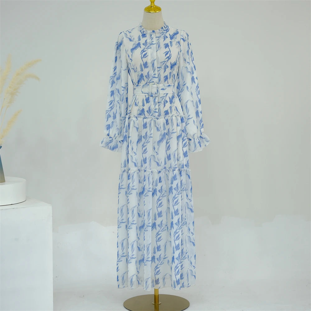 Ramadan Dubai Chiffon Modest Abaya Damen Kebaya Turkey Islam Muslim Long Dress Abayas For Women Kaftans Robe Femme Musulmane.