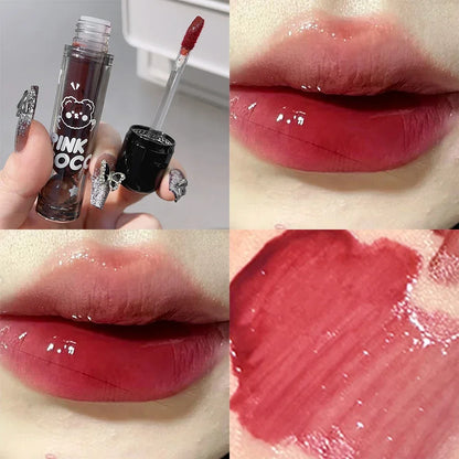 Dark Black Mirror Water Lip Gloss Moisturizing Juice Glass Tea Brown Red Lipsticks Lasting Non-stick Cup Korean Makeup Cosmetics