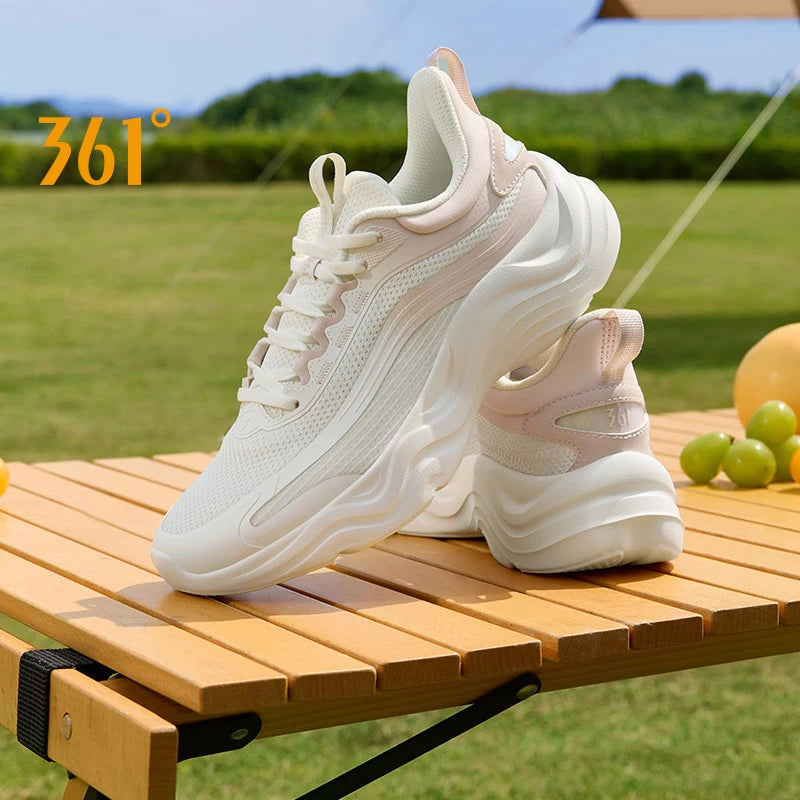 361 Degrees New Women Running RacingShock Absorbing Wear Casual All-Match Resistant Trendy Thick Bottom Female Sneaker 682412245.