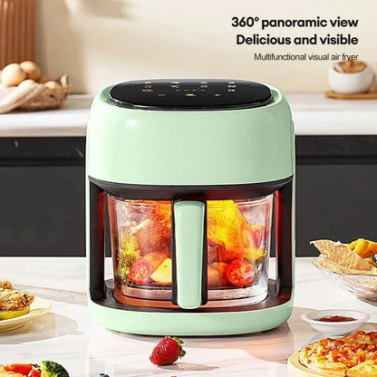 4.5L Smart Electric Air Fryers Oil-free Automatic Household Kitchen 360°Baking Convection Oven Deep Fryer Visible Window EU 220V.