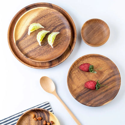 Natural Wood Hand-made Dinner PlatesUnbreakable Plate Sushi Dessert Fruit Bread Snack Tray Kitchen Bar Tableware Home Decoration.