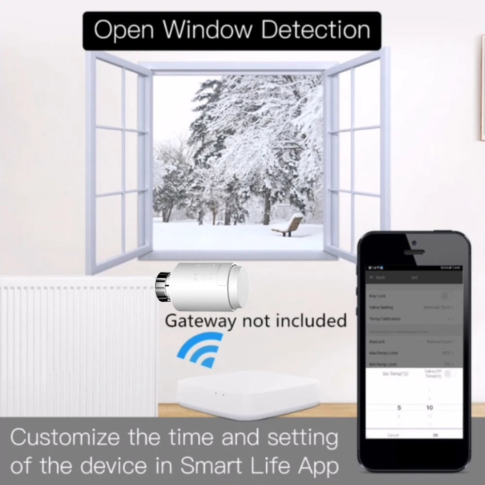 Tuya Smart ZigBee Radiator Actuator TRV Programmable Thermostatic Radiator Valve App Remote Temperature Controller Support Alexa.