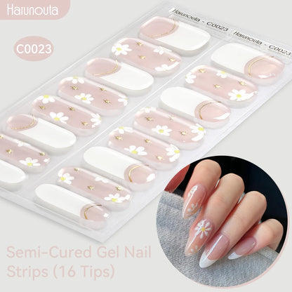Harunouta Gradient Semi Cured Gel Nail Sticker Long-Lasting UV Nail Sticker UV/LED Extension Gel Nail Foil Gel Polish Full Cover