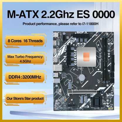 G613 DIY Gamer Motherboard with 11th Core CPU 0000 ES 2.2GHz 8C16T (Refer to i7 11800 ) DDR4 1151 Mainboard.