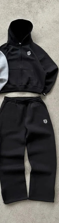 2025 American casual zipper hoodie sweatpants two-piece y2k clothing men's hip-hop embroidered oversized sweatpants casual pants.