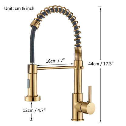 Brushed Gold Kitchen Faucet Pull Down 2-way Spray Single Handle Hot Cold Water Mixer Tap 360 Rotation Torneira Cozinha Mixer Tap