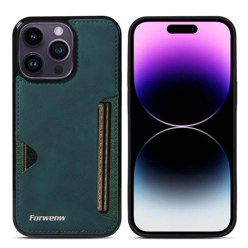 Retro Card Holder Phone Case for iPhone 16 15 14 13 12 11 Pro Max 16E Mini XS XR SE 7 8 Plus Busines Wallet PU Leather Cover.