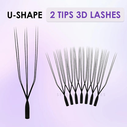SEEDEW U Shaped 2D/3D/4D/5D Eyelashes Extension Premium Soft False Eyelashes Premade Fan U Lashes.