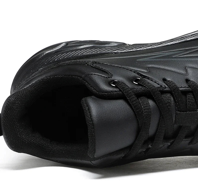 Black Leather Shoes for Men Height Increasing Winter Fashion Sneakers Plus Fur Warm Outdoor Cotton Casual Shoes Men Shoe Size 48.