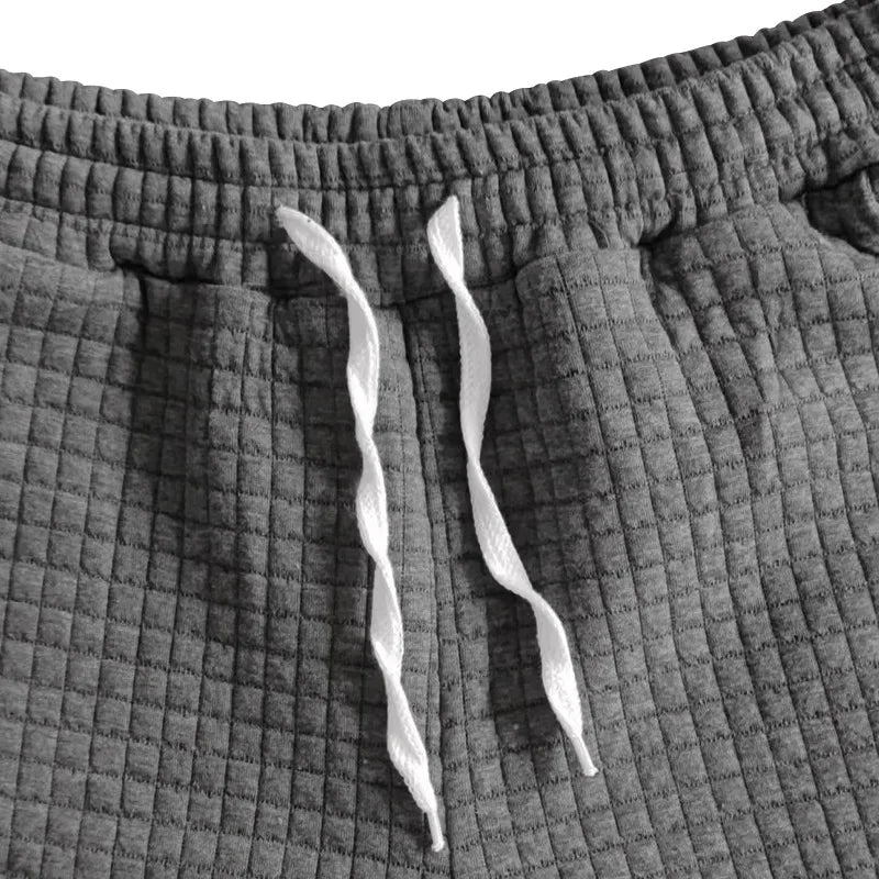 2024European and American Men's Spring and Summer Trends Youth Outdoor Lapel Small Plaid Short Sleeve Shorts Sports Suit.