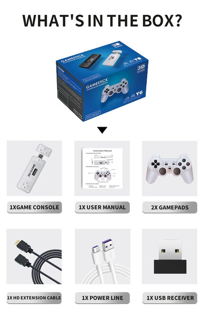 BOYHOM Y6 Retro Game Console 4K 60fps HDMI Output Low Latency GD10 TV Game Stick Dual Handle Portable Home Game Console for GBA.