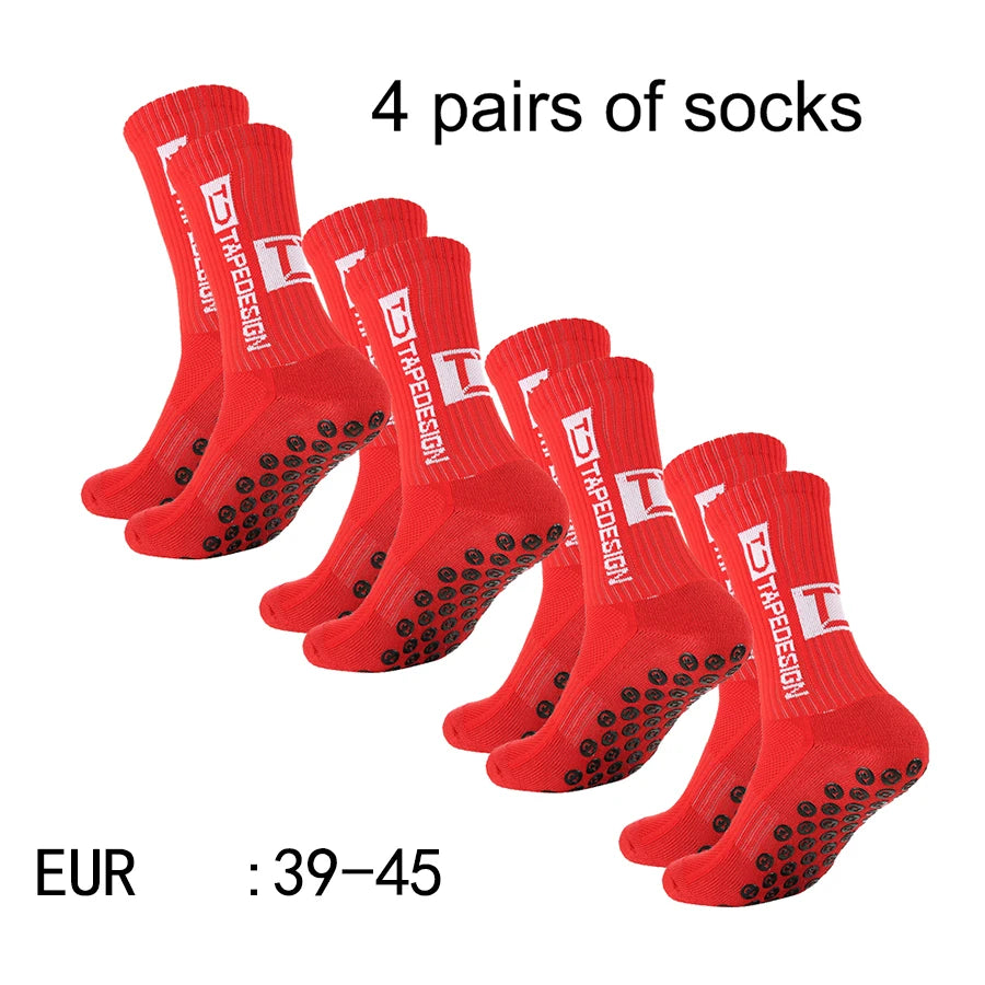 4 pairs of new TC mid tube glued football socks for sports training and competition, non slip and breathable socks.