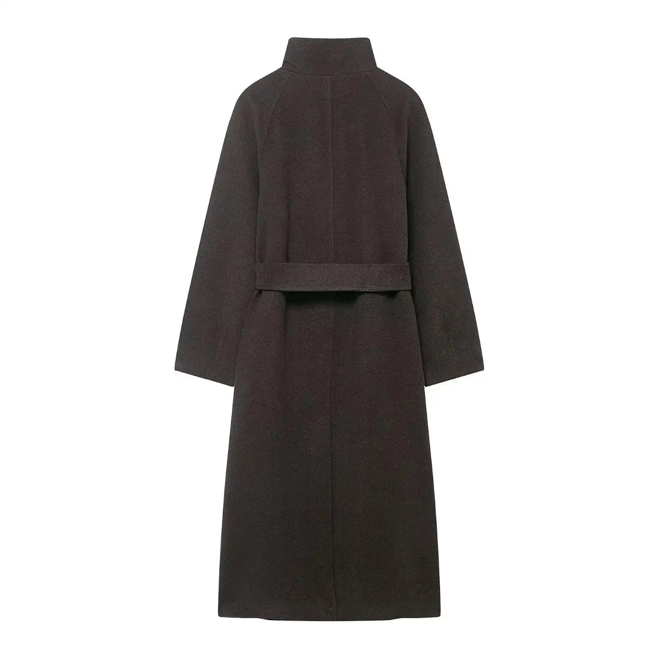 TFMLN Lange Mäntel für Damen mit Stehkragen, 2025, Winter, neuer Trenchcoat mit Gürtel, Vintage, einfache Oberbekleidung, elegante Mode, weiblich