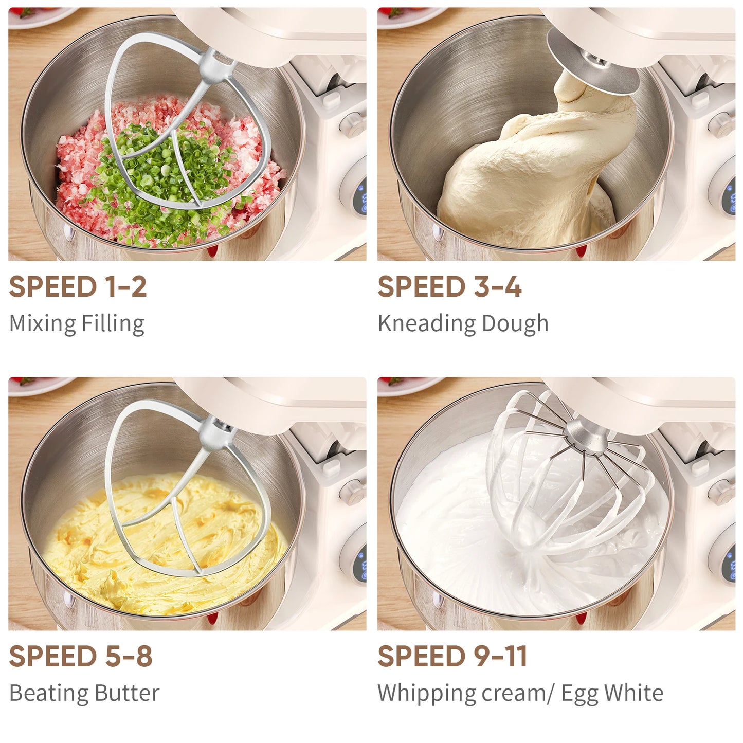 5L Kitchen Stand Mixer, 1200W 11-Speeds DC Motor, Digital OLED Screen, Electric Food Mixer with Dough Hook, Whisk.