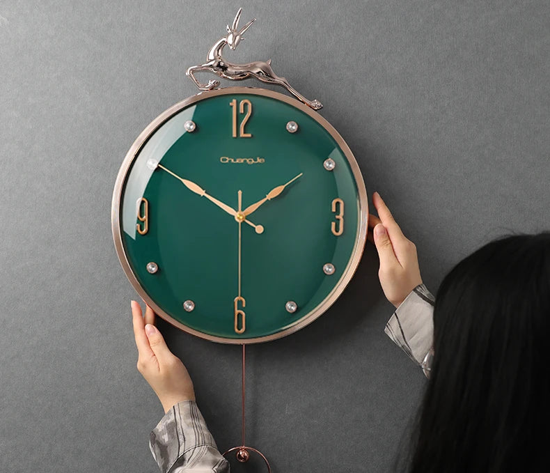 13-Zoll-Wanduhr mit verheißungsvollem Hirsch, nordisches kurzes Design, Wohnzimmer-Dekoration, Küche, Stummschaltung, Uhren, Kunst, Wanduhr, Heimdekoration, NEU