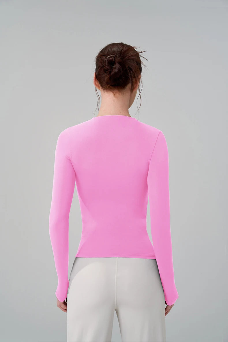 SOISOU 5 Colors Half-High Collar Slim Fit Yoga Top Women's Pilates Pullover Sports Long Sleeve High Elastic Fitness T Shirt.