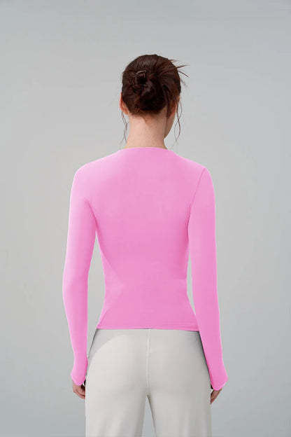 SOISOU 5 Colors Half-High Collar Slim Fit Yoga Top Women's Pilates Pullover Sports Long Sleeve High Elastic Fitness T Shirt.