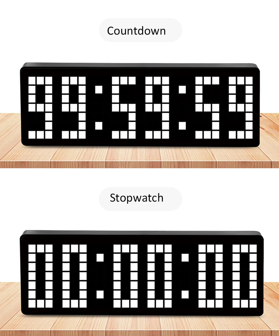 13 Zoll Pixel Digital Wanduhr Timer Positiv/Countdown/Stoppuhr Tischuhr mit Fernbedienung 12/24 Stunden LED Elektronische Uhren
