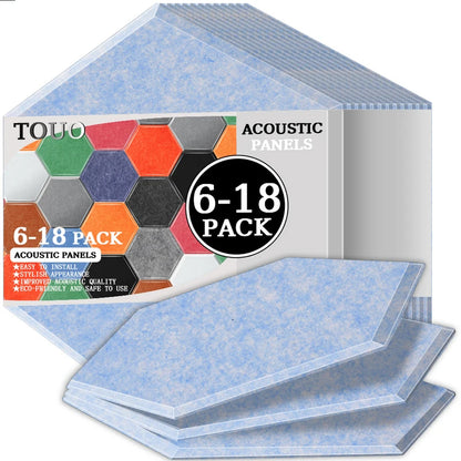 TOUO Acoustic Panels 6-18pc Noise Treatment Insulation Soundproofing Home Studio High Density Soundproof Wall Decor Bedroom