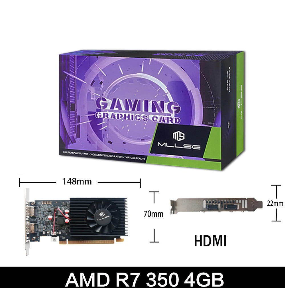 MLLSE AMD R7 350 4GB Graphics Card GDDR3 128Bit PCI-E 3.0 Geforce GPU r7 350 Gaming Video Card Placa De Video.