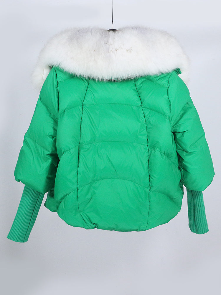 Lose Natürliche Echt Fox Pelz Kragen Mantel Dicke Neue Europäische Mode Weiße Ente Unten Jacke Winter Frauen Warme Luxus Oberbekleidung