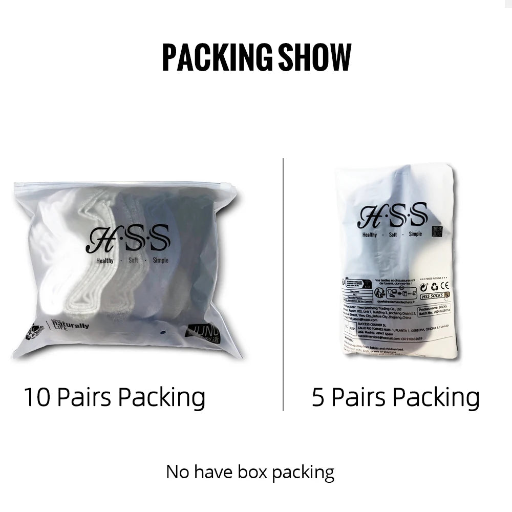 HSS 5/10 Pairs Men's Cotton Blend Socks Black Business Men Socks Soft Breathable Summer Winter for Male Socks Plus Size (6.5-14).