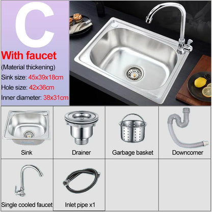 Verdickter Einzelschlitz aus Edelstahl 304 mit Halterung zum Aufhängen an der Wand, Waschbecken, Balkonbecken, Küchenwaschbecken, Waschbecken