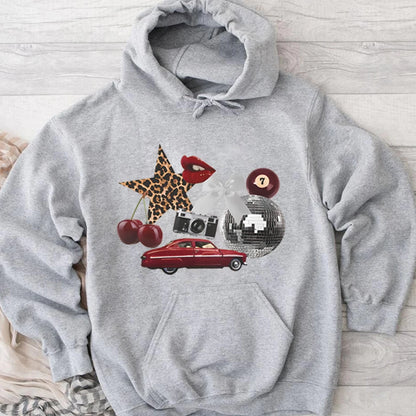 New York Aesthetic Hoodie Leopard Print Star Graphic Sweatshirt  Cherry Girl Pullover Streetwear Y2k Women Long Sleeves Hoodies.