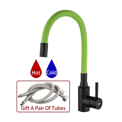 ULA Gold Kitchen Faucet Stainless Steel Flexible Spout Kitchen Sink Faucet Hot Cold Water Sink Mixer Tap 360 Degree Rotate Crane