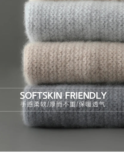 Men's 100% Merino Wool Thicken Sweater Half Zipper Mock Collar Pullover Autumn Winter Cashmere Knitwear Business Casual Clothing.