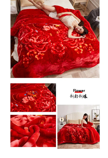 Double-layer Thick Plush Blanket Warm Skin Friendly in Winter Quilt Multiple Non Shedding Prints High Quality Bedding Article