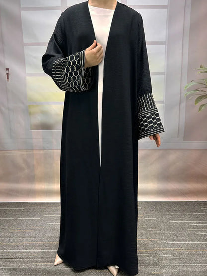 Embroidery Open Modest Kimono Abaya Dubai Luxury Islam Muslim Kaftan Modal Dress Arabic Abayas Women Kebaya Robe Femme Musulmane.