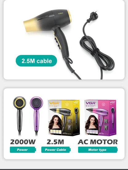 VGR2000-2400W ultra large wind power hair dryer, quick drying hair styling hair dryer, dormitory home gradient hair dryer V-461