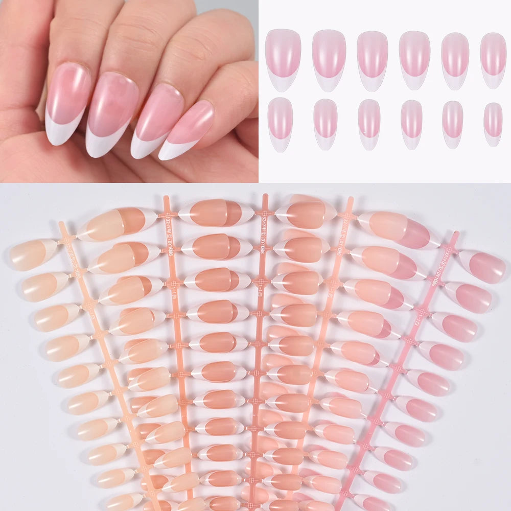 120/150pcs Matte White French Gel Nail Tips Medium Almond Nude Press On Nails 0.75-2.6cm Pink/Nude ABS Soft Gel Nail Flase Tips.