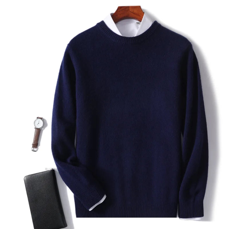Men Cashmere Sweater O-neck Soft Warm Pullovers Male Loose Knitted Shirt Autumn Winter Korean Casual Jumper Pull Homme 17colors