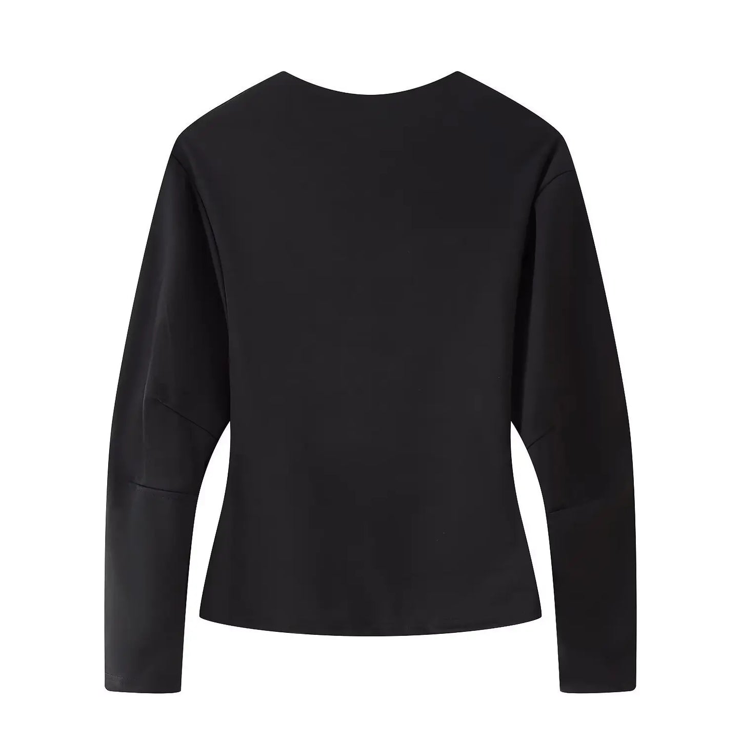 2025 Spring New Women's Two Piece Pant Set Fashion Long Sleeve O-neck Pleated Top Double-Sided Fabric Office Top Casual Pants.