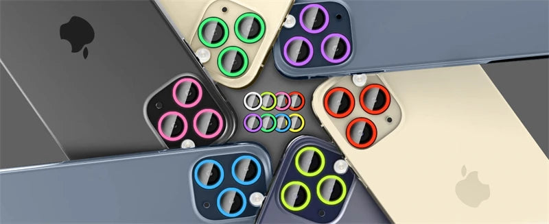 Night Light Luminous Metal Glass Camera Lens Protector for IPhone 16 15 14 1311 Pro Max Plus 12 Mini 16Pro Ring Lens Film Cover.