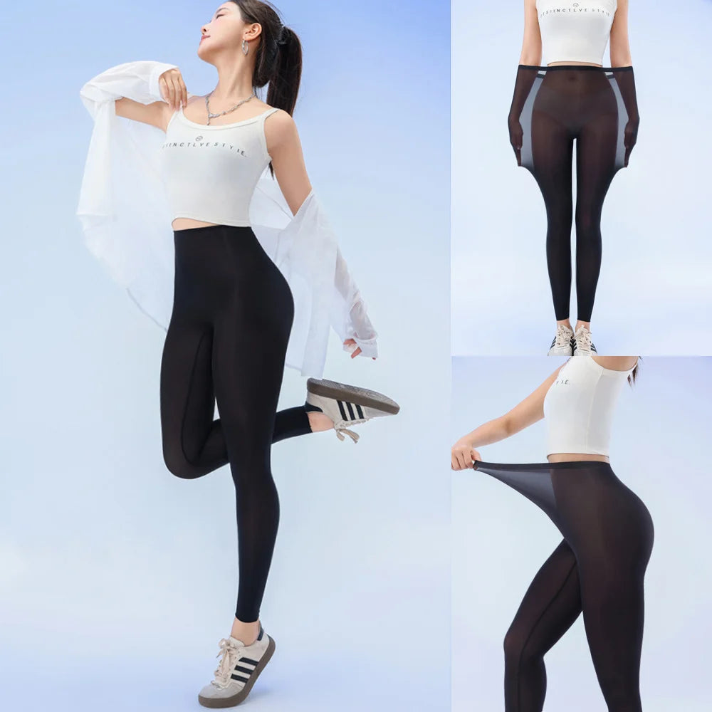 BIVIGAOS Summer Ultra-Thin Skin Sunscreen Leggings Women High Elastic Transparent Facial Mask Underwear Tight Sexy Sport Legging