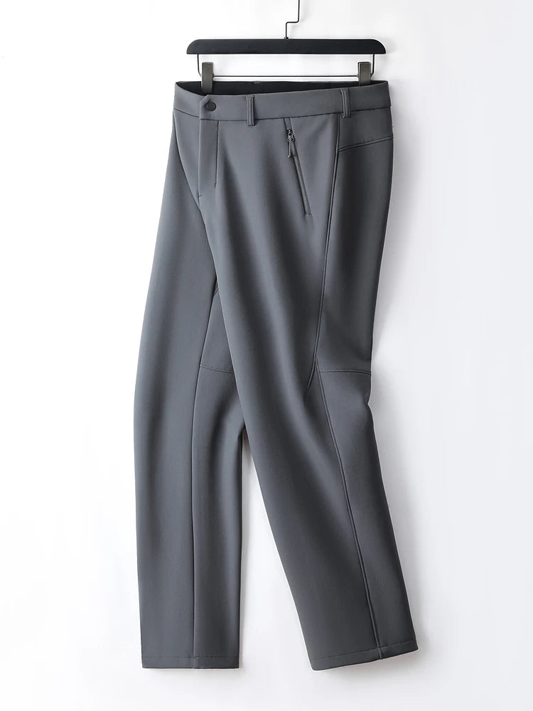 Men's Performance Casual Pants Fleece Lined Outdoors Waterproof Windproof Warm Trousers Business Travel Golf Stretch Pants.