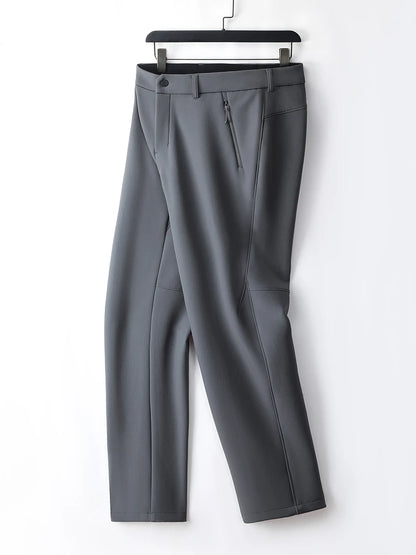 Men's Performance Casual Pants Fleece Lined Outdoors Waterproof Windproof Warm Trousers Business Travel Golf Stretch Pants.
