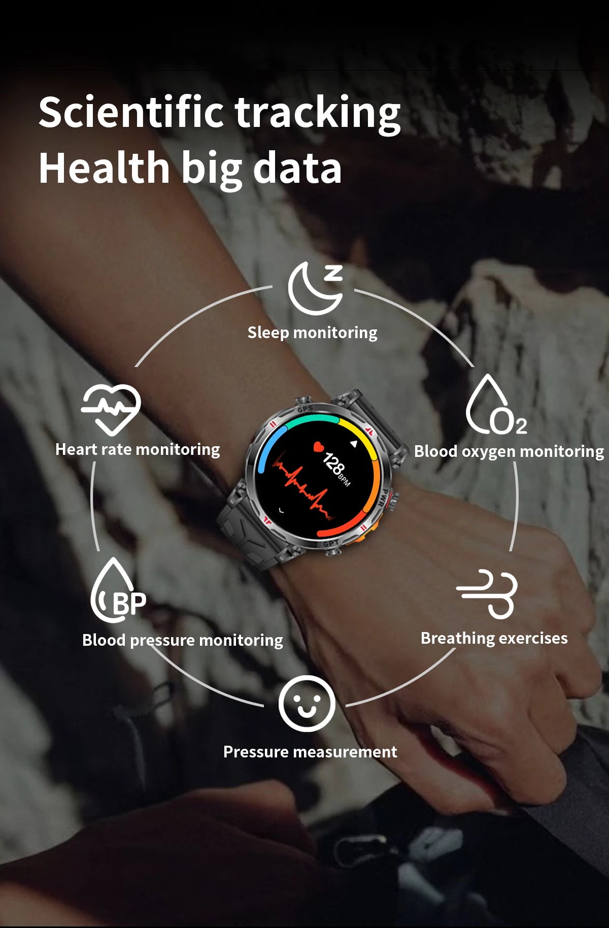 2025 GPS Sports Smart Watch GPT AMOLED 1.56 inch 488 * 488 Heart Rate Blood Oxygen Blood Pressure Monitoring 3ATM Smartwatches.