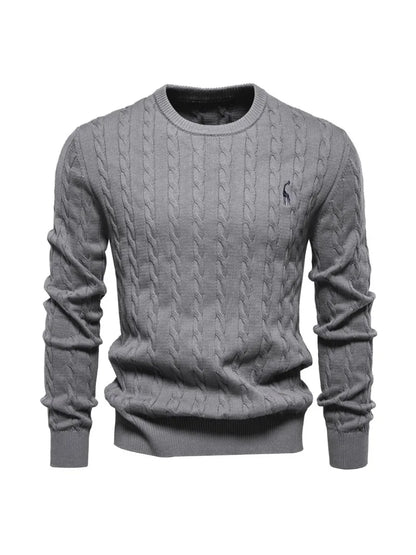 2024 High-quality Men's Sweater Pullover New Deer Embroidery Solid Color Knitted Sweater Men's Knit Sweaters  Men Clothing.